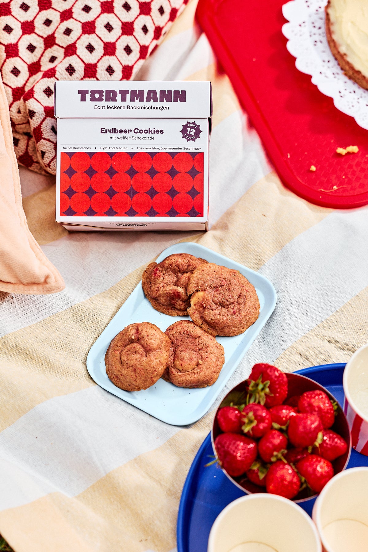 Erdbeer Cookies Backmischung mit weißer Schokolade