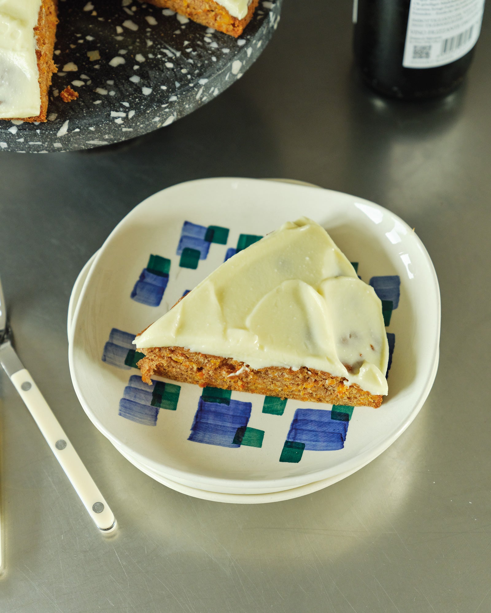 Slice of Tortmann carrot cake baking mix 