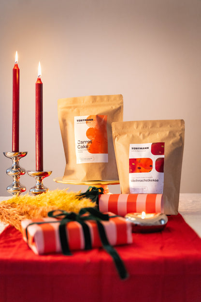 Two bags of Tortmann baking mixes, giftable for Christmas